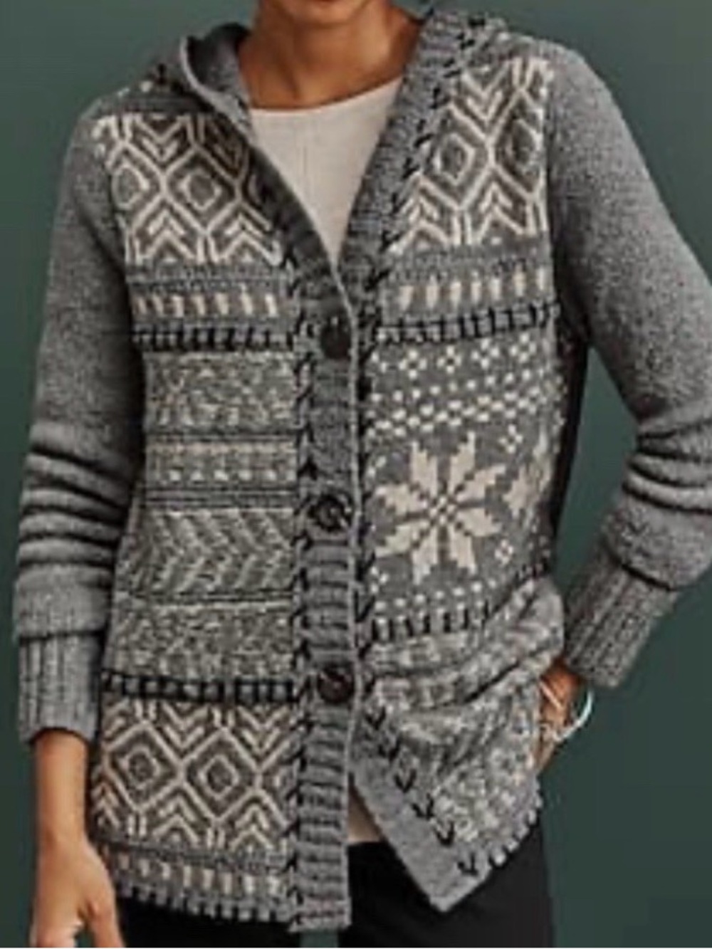 J. Jill Fair Isle Hooded Knit Cardigan.NWT. 2x